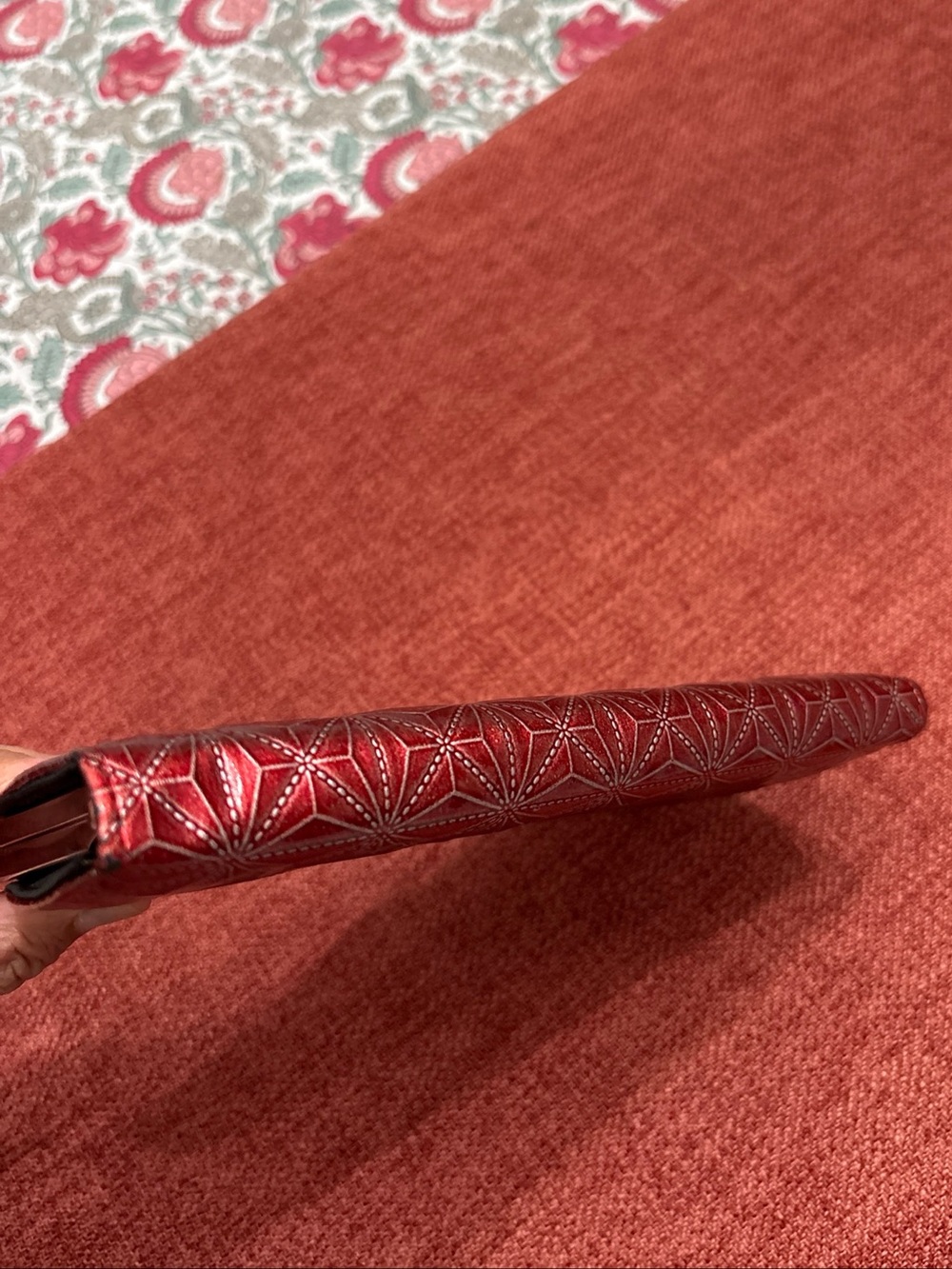 Textured Red Women's Kiss-Lock Clasp Textured Wallet Clutch Vintage Collectible - Picture 5 of 5